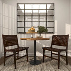 Chaises de salle à manger tressées faites à la main en cuir avec cadre en bois de teck - Lot de 2 Marron, Blanc ou Noir - Roche River Decor