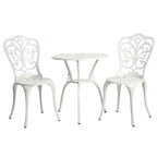 Ensemble de 3 pièces pour terrasse extérieure en aluminium avec table papillon, chaises et trou pour parasol